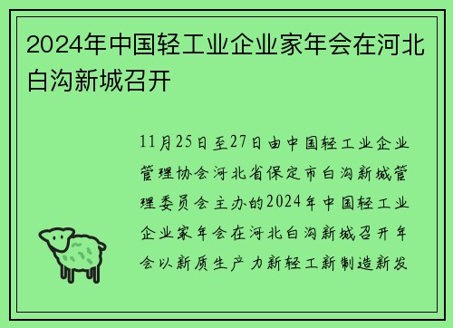 2024年中国轻工业企业家年会在河北白沟新城召开